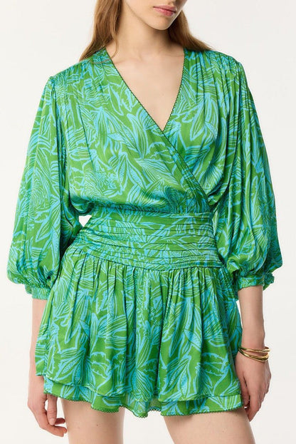 Turquoise Pop Tiger Colleen Jacquard Mini Dress in Indigo