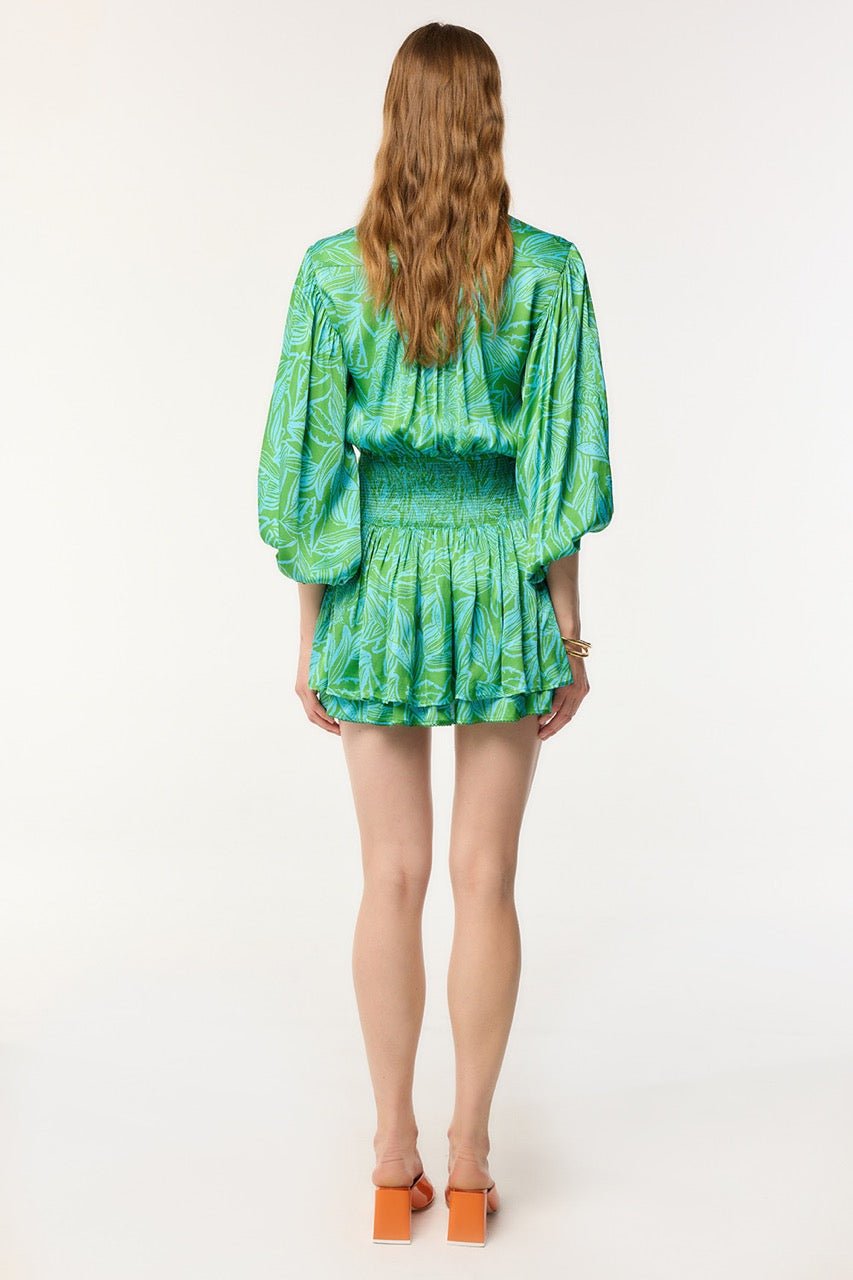 Turquoise Pop Tiger Colleen Jacquard Mini Dress in Indigo