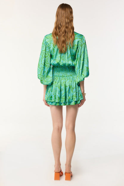 Turquoise Pop Tiger Colleen Jacquard Mini Dress in Indigo