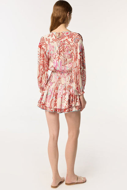 Red Geo Fish Colleen Jacquard Mini Dress in Indigo