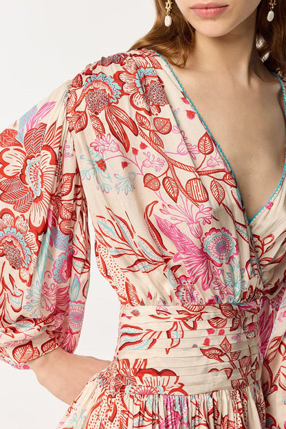 Red Geo Fish Colleen Jacquard Mini Dress in Indigo