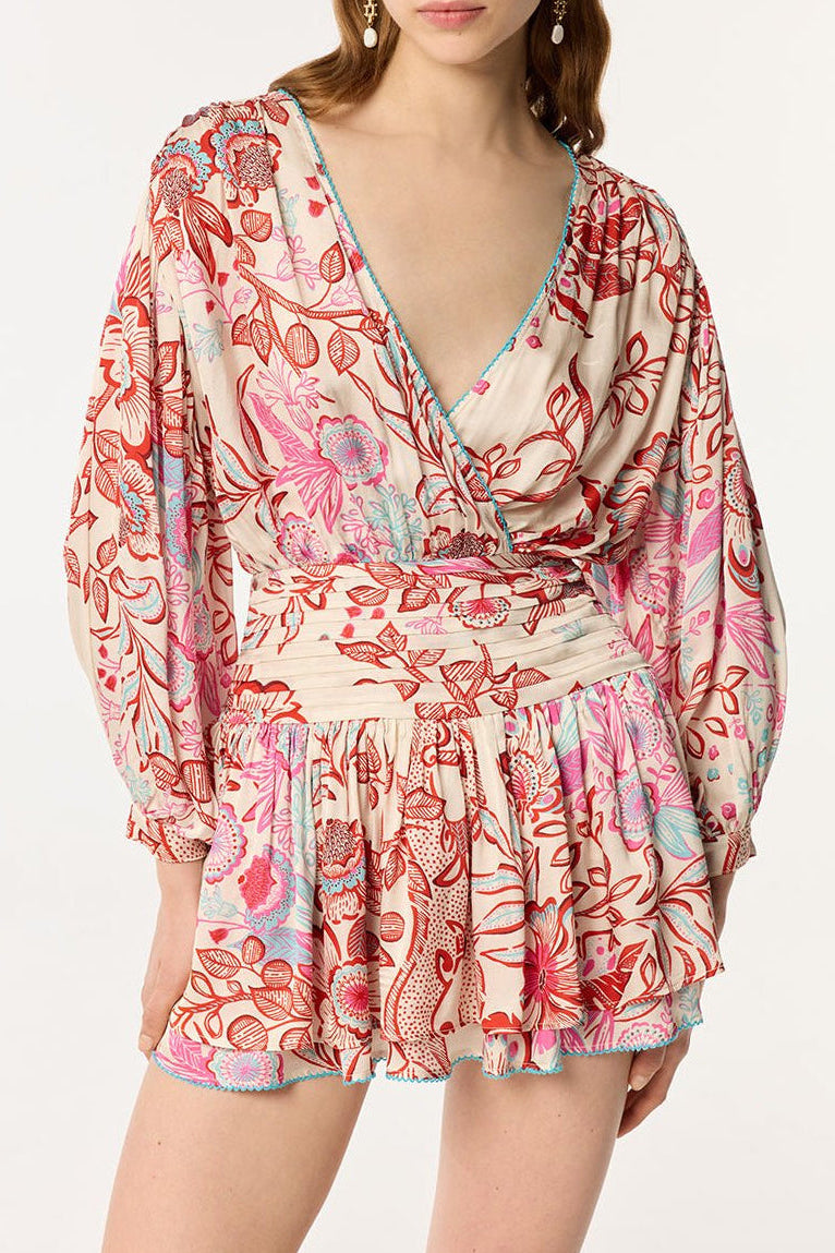 Red Geo Fish Colleen Jacquard Mini Dress in Indigo