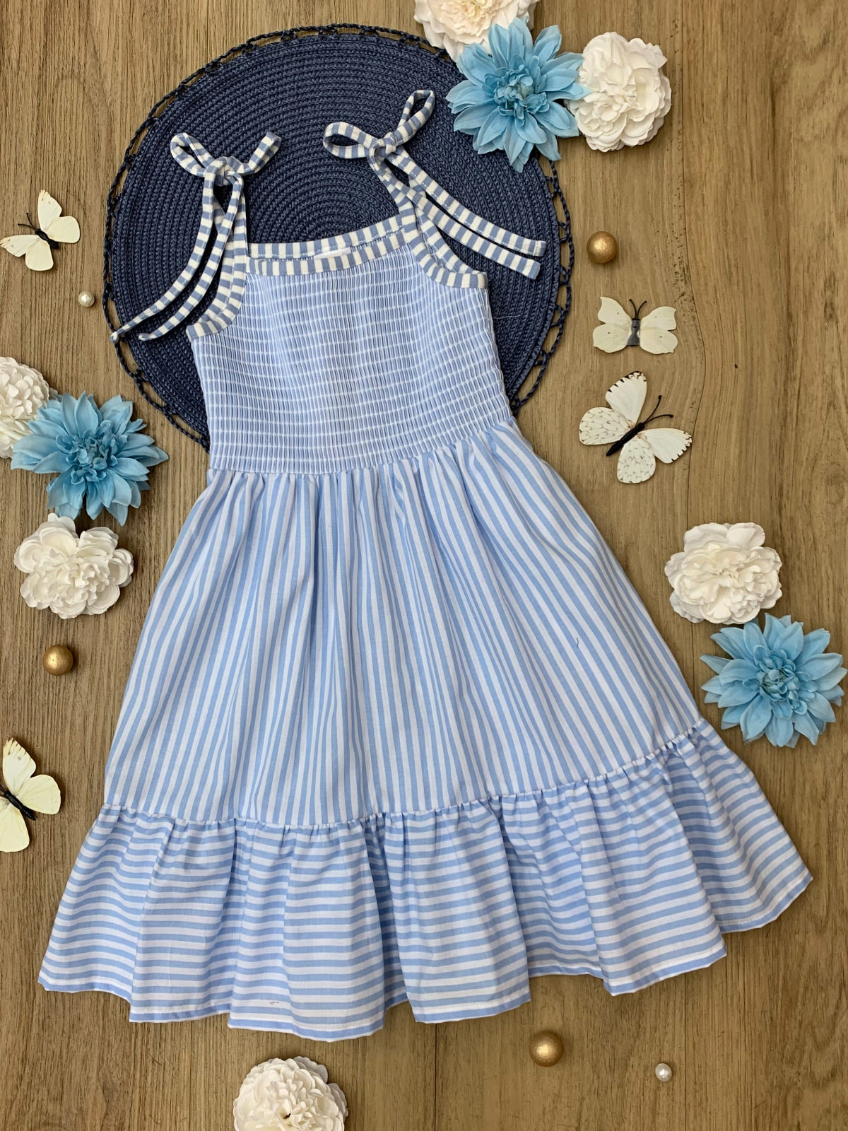 Blue Margot Smocked Midi Dress in Ocean Breeze
