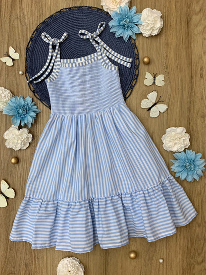 Blue Margot Smocked Midi Dress in Ocean Breeze