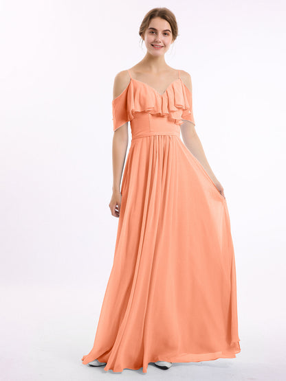 Papaya Valentina Chiffon Off-Shoulder Dress
