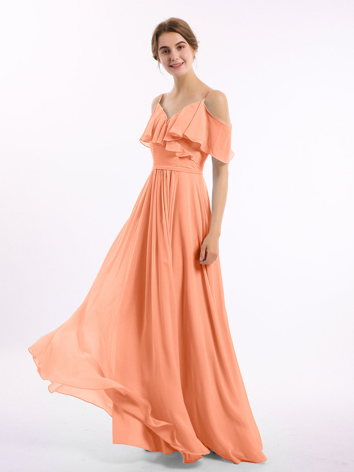 Papaya Valentina Chiffon Off-Shoulder Dress