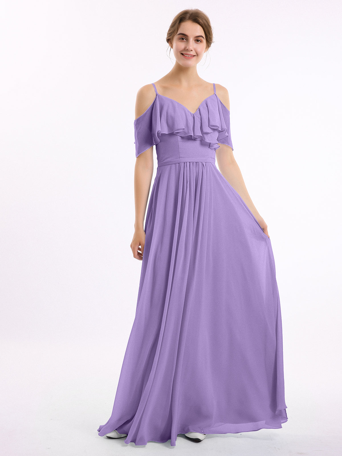 Tahiti Valentina Chiffon Off-Shoulder Dress