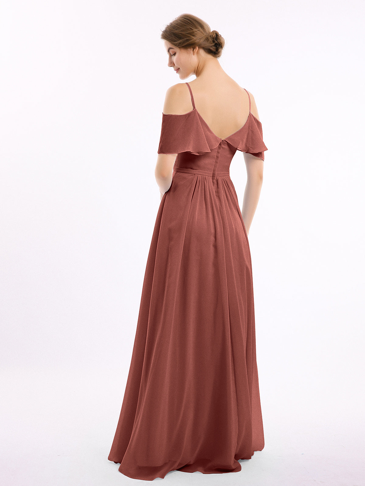 Terracotta Plus Size Valentina Chiffon Off-Shoulder Dress