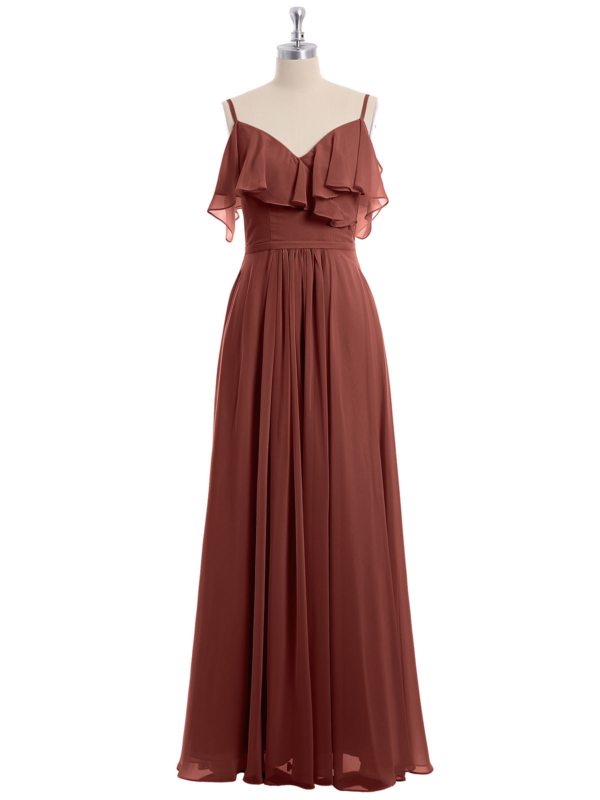 Terracotta Plus Size Valentina Chiffon Off-Shoulder Dress