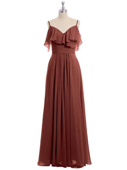 Terracotta Plus Size Valentina Chiffon Off-Shoulder Dress