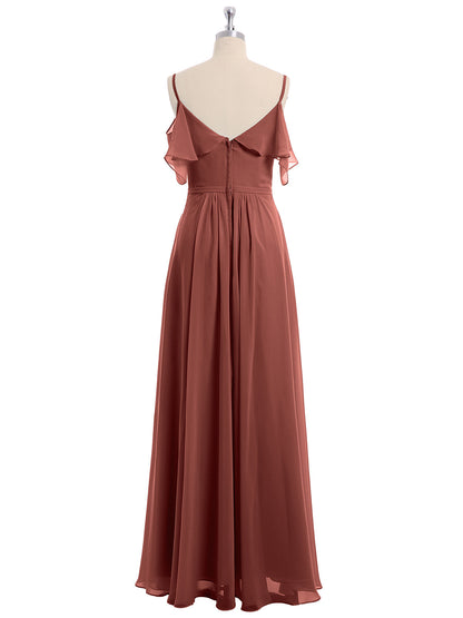 Terracotta Plus Size Valentina Chiffon Off-Shoulder Dress