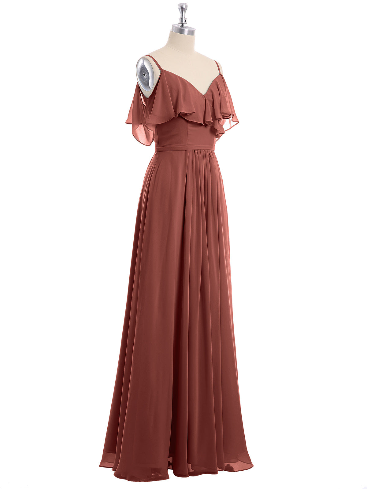 Terracotta Plus Size Valentina Chiffon Off-Shoulder Dress