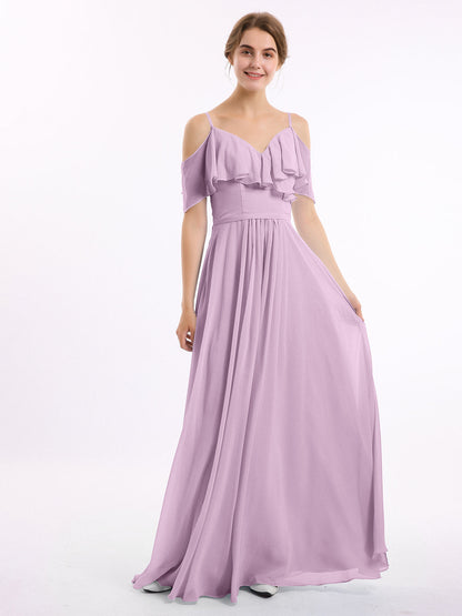 Wisteria Valentina Chiffon Off-Shoulder Dress