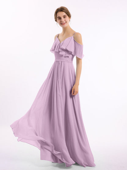 Wisteria Valentina Chiffon Off-Shoulder Dress