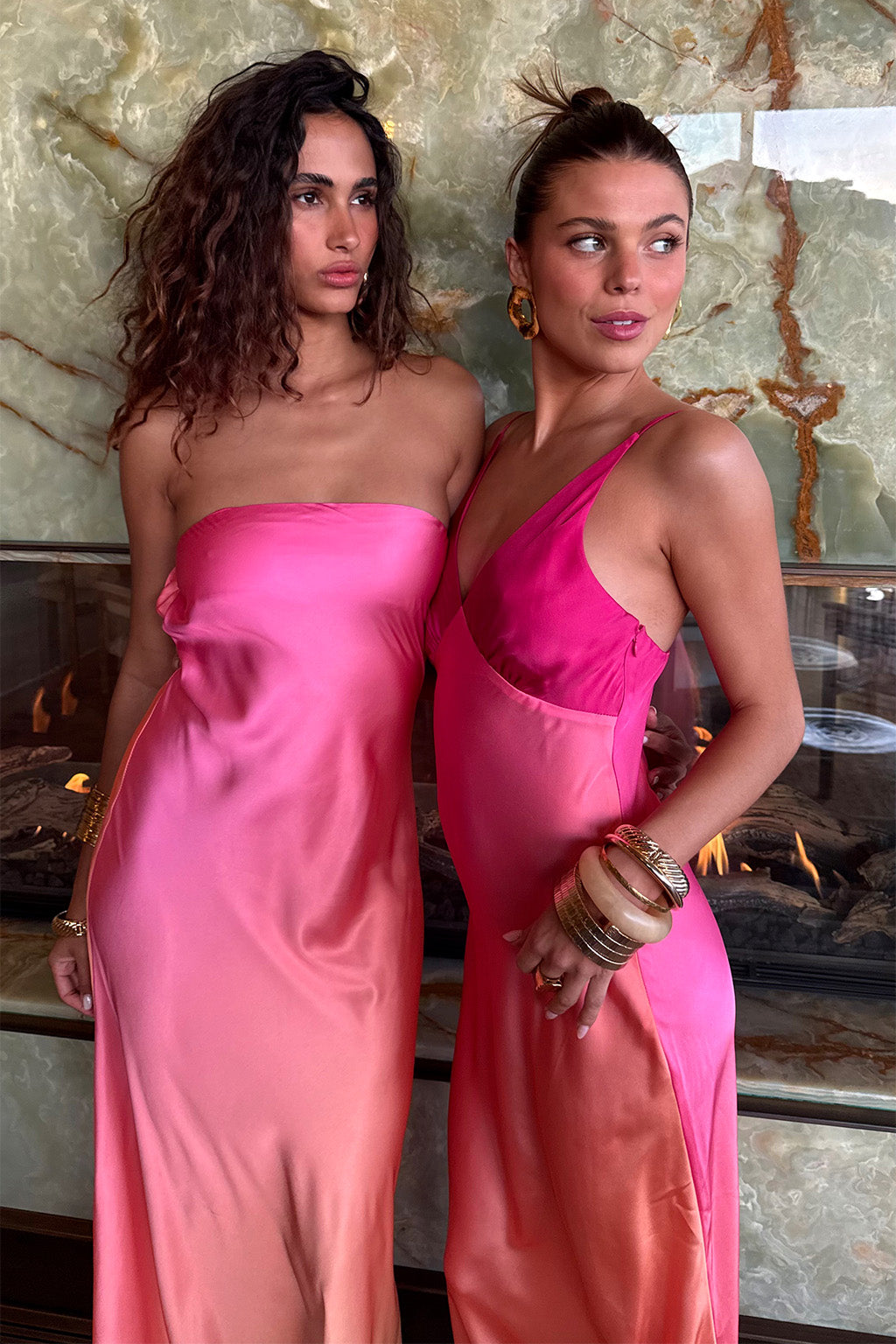 Natalia Strapless Maxi Dress in Pink Sorbet
