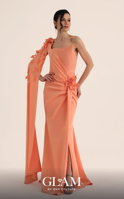 Length Satin Formal Sheath MNM Couture O07883 Alexandra Jacquard Floor-Length Dress