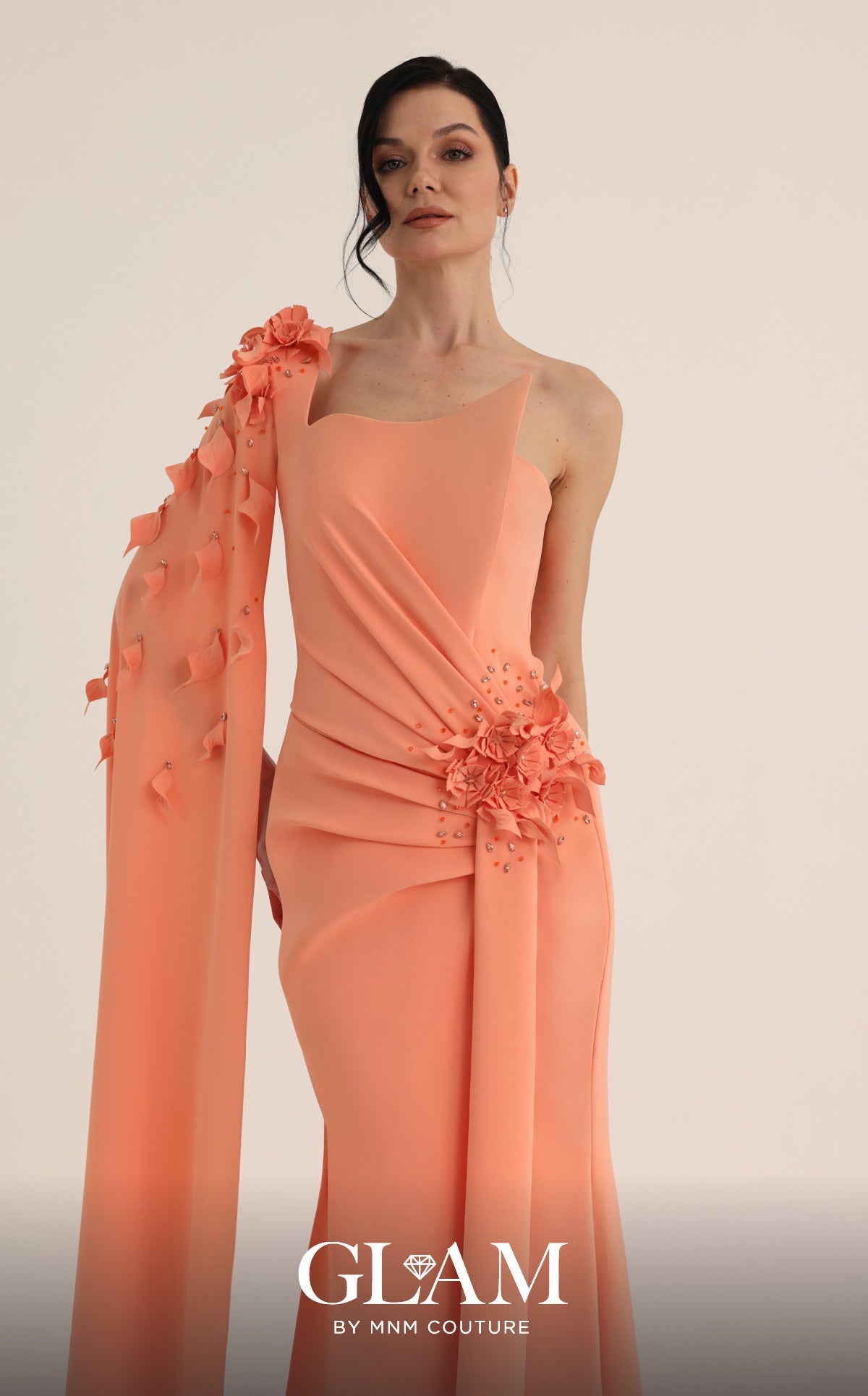 Length Satin Formal Sheath MNM Couture O07883 Alexandra Jacquard Floor-Length Dress