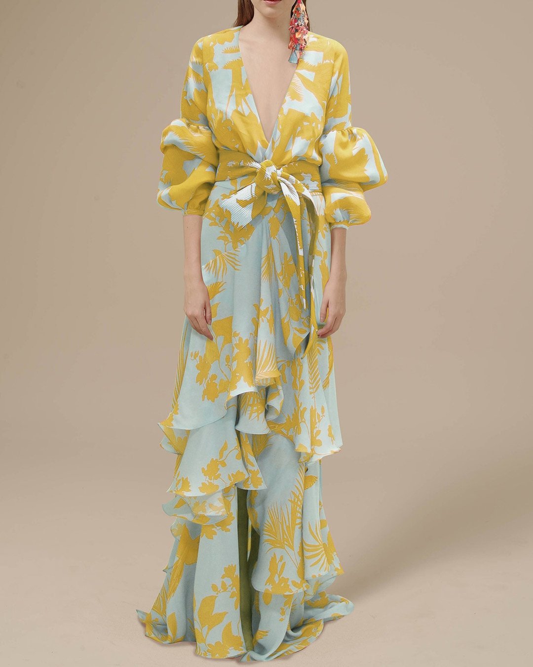 Light Green Margot Print Chiffon Midi Dress