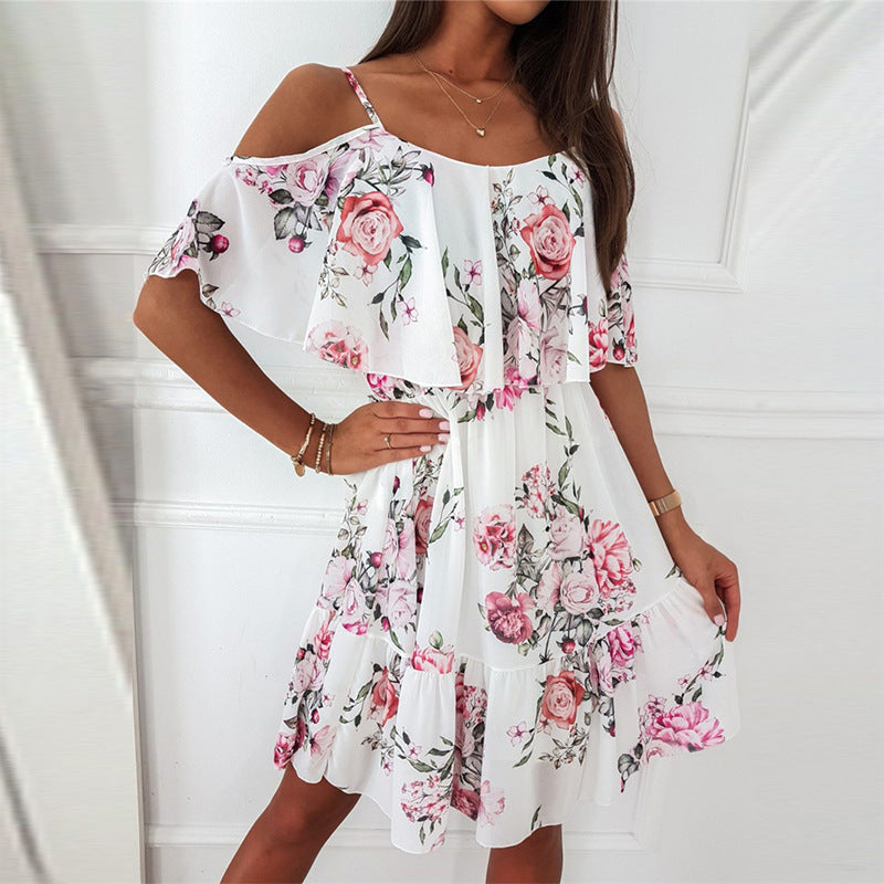 Pink Vivienne Off-Shoulder Chiffon Dress