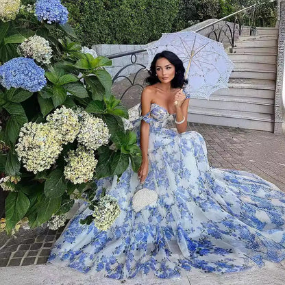 Custom Color ( Special instructions for seller ) Margot Floral Chiffon Ball Gown
