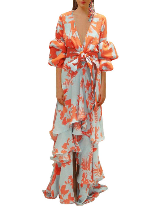 Yellow Margot Print Chiffon Midi Dress
