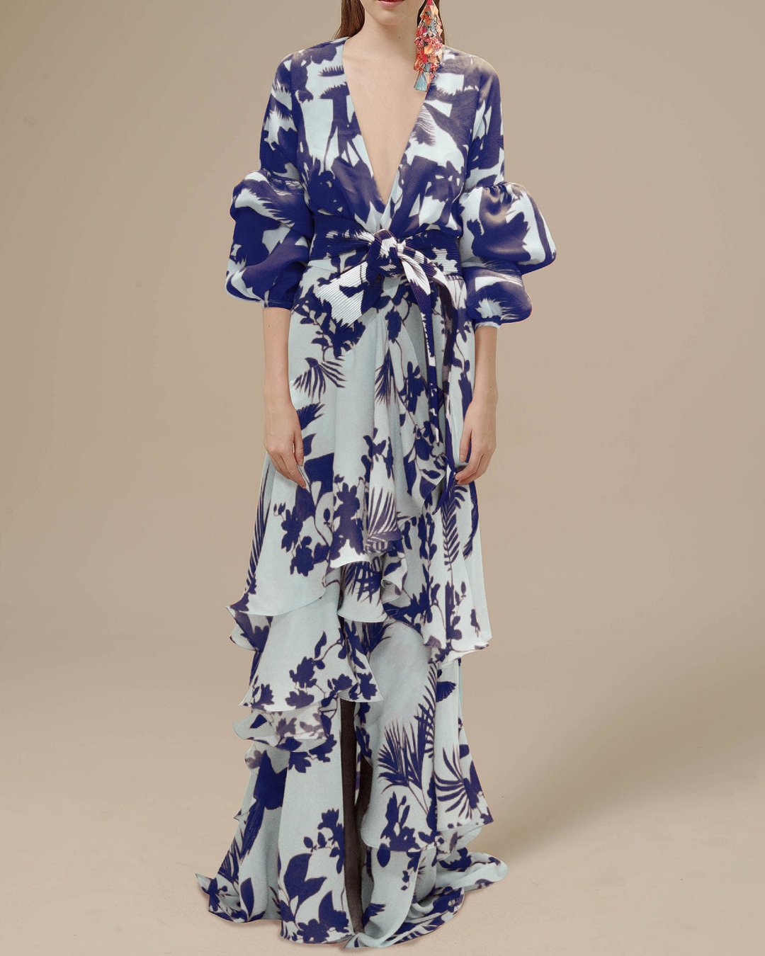 Light Green Margot Print Chiffon Midi Dress