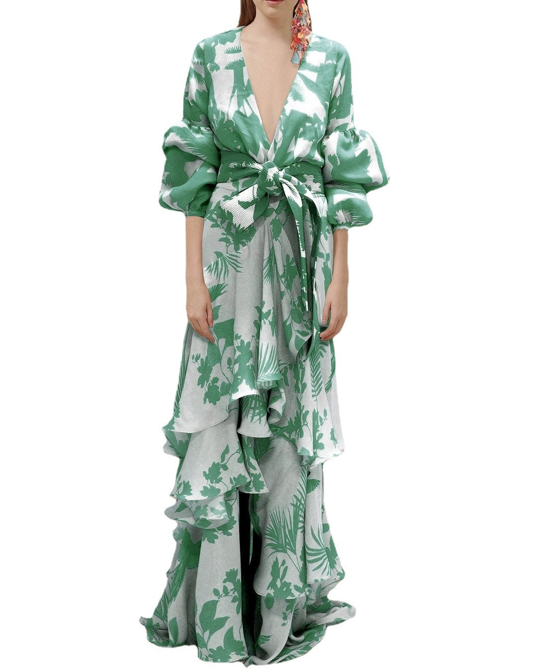 Orange Margot Print Chiffon Midi Dress