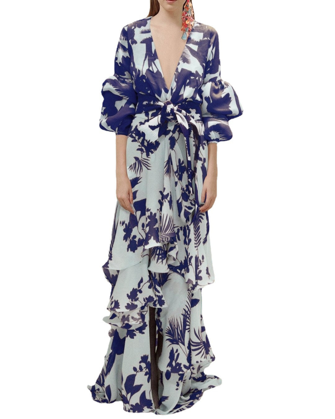 Orange Margot Print Chiffon Midi Dress