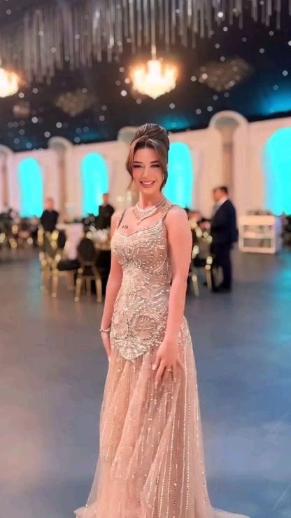 Custom Color( Add the color in the "Order special instructions") Evangeline Beaded Tulle Mermaid Gown