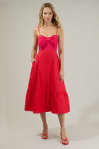 Perline Color-Block Bow Midi Dress