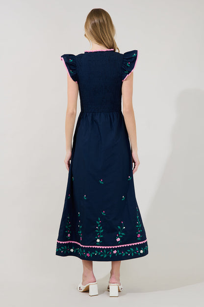 WHITE-MULTI Sunfire Tiered Midi Dress in Bermin Floral