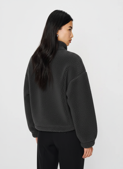Cropped Sherpa Turtleneck Sweater