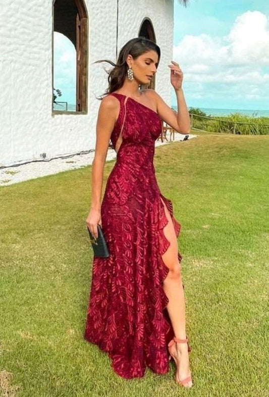 AS PHOTO Arabella One-Shoulder Lace Sheath Dress