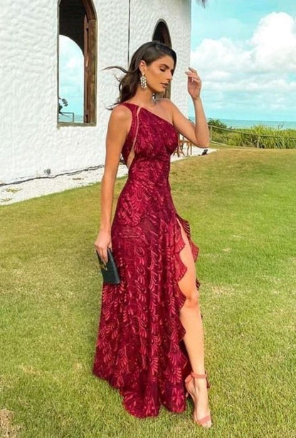 Custom Color(Add Your Color On ”Order special instructions“ ） Arabella One-Shoulder Lace Sheath Dress