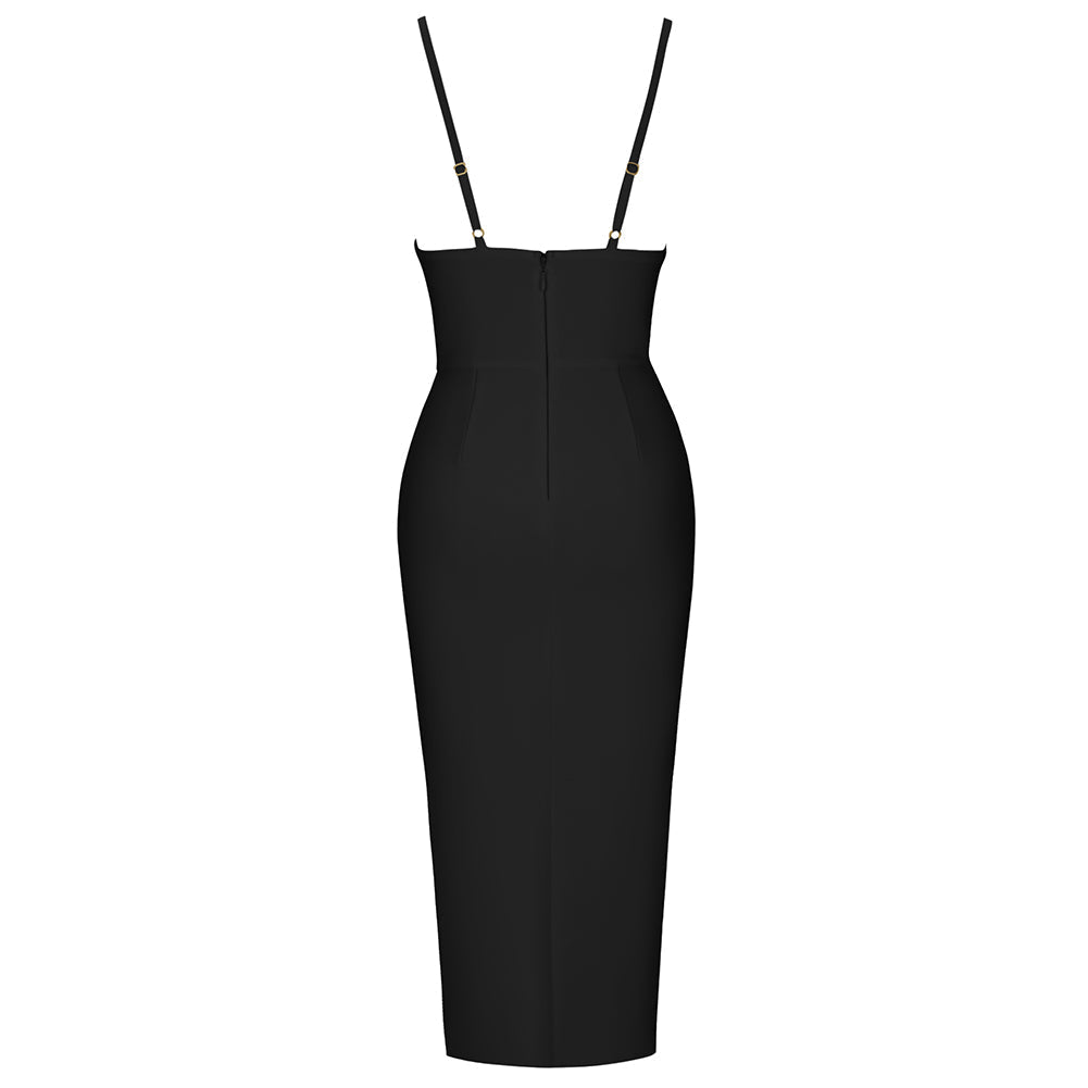 White Strappy Sleeveless Slit Midi Bandage Dress PK211101 - White / XS