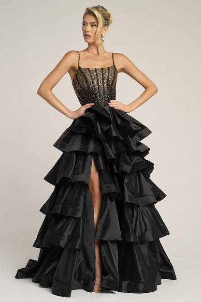 Pink Portia Black & Gold Ballgown