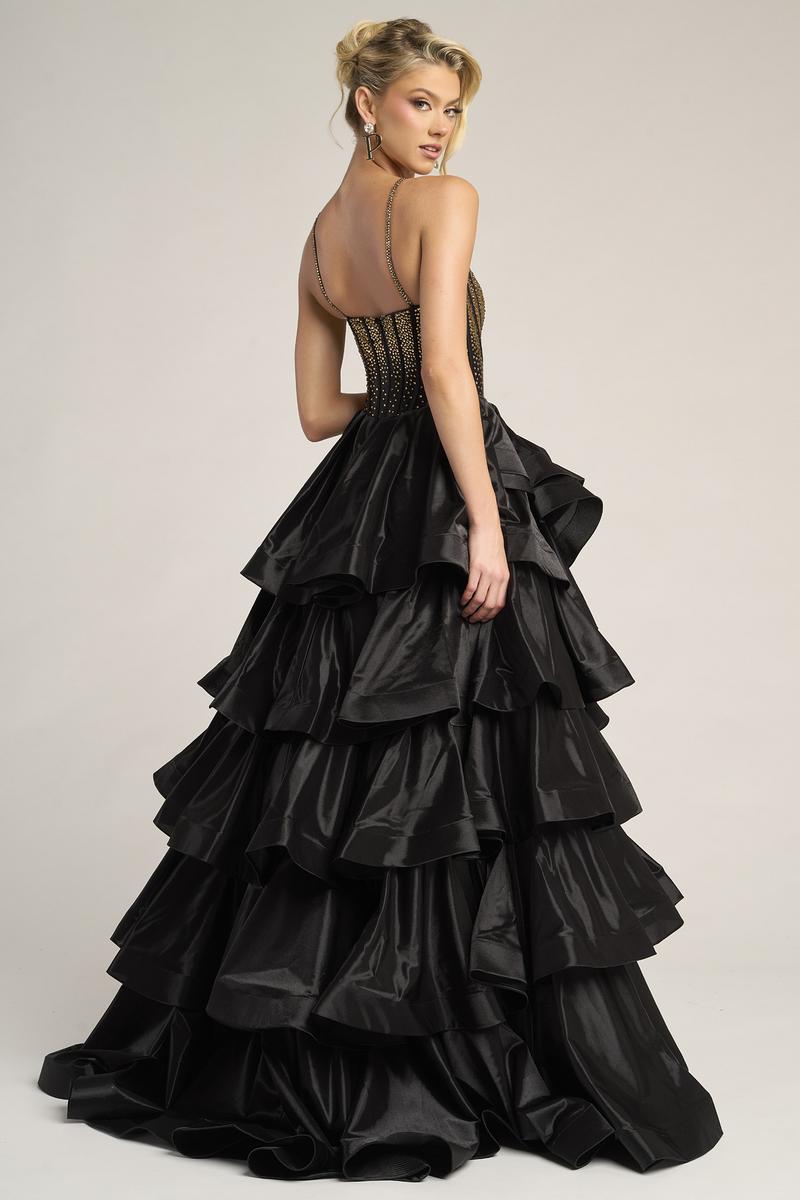 Pink Portia Black & Gold Ballgown