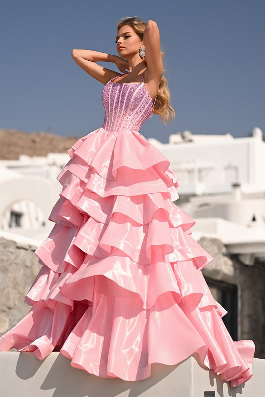 Pink Portia Black & Gold Ballgown