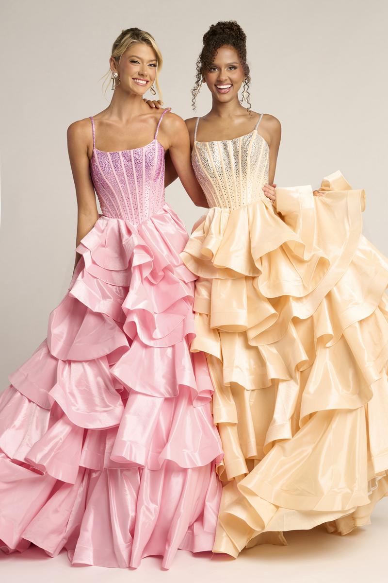 Pink Portia Black & Gold Ballgown