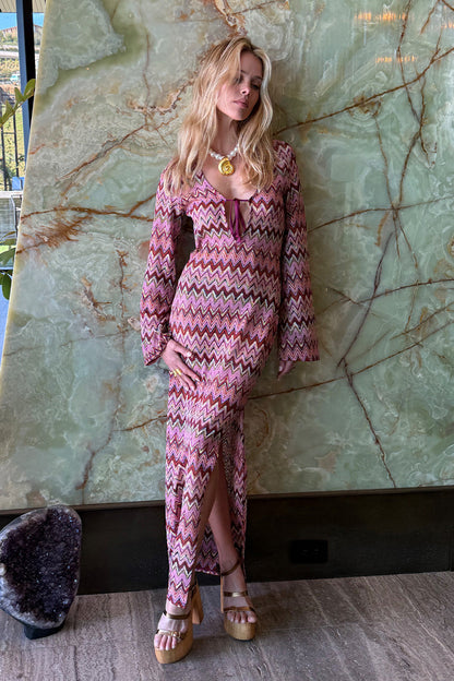 Valentina Crochet Plunge Maxi Dress