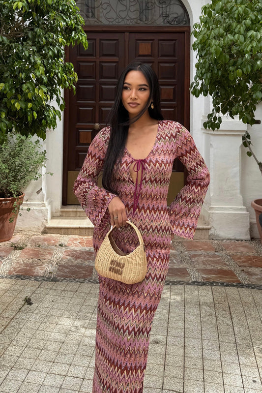 Valentina Crochet Plunge Maxi Dress