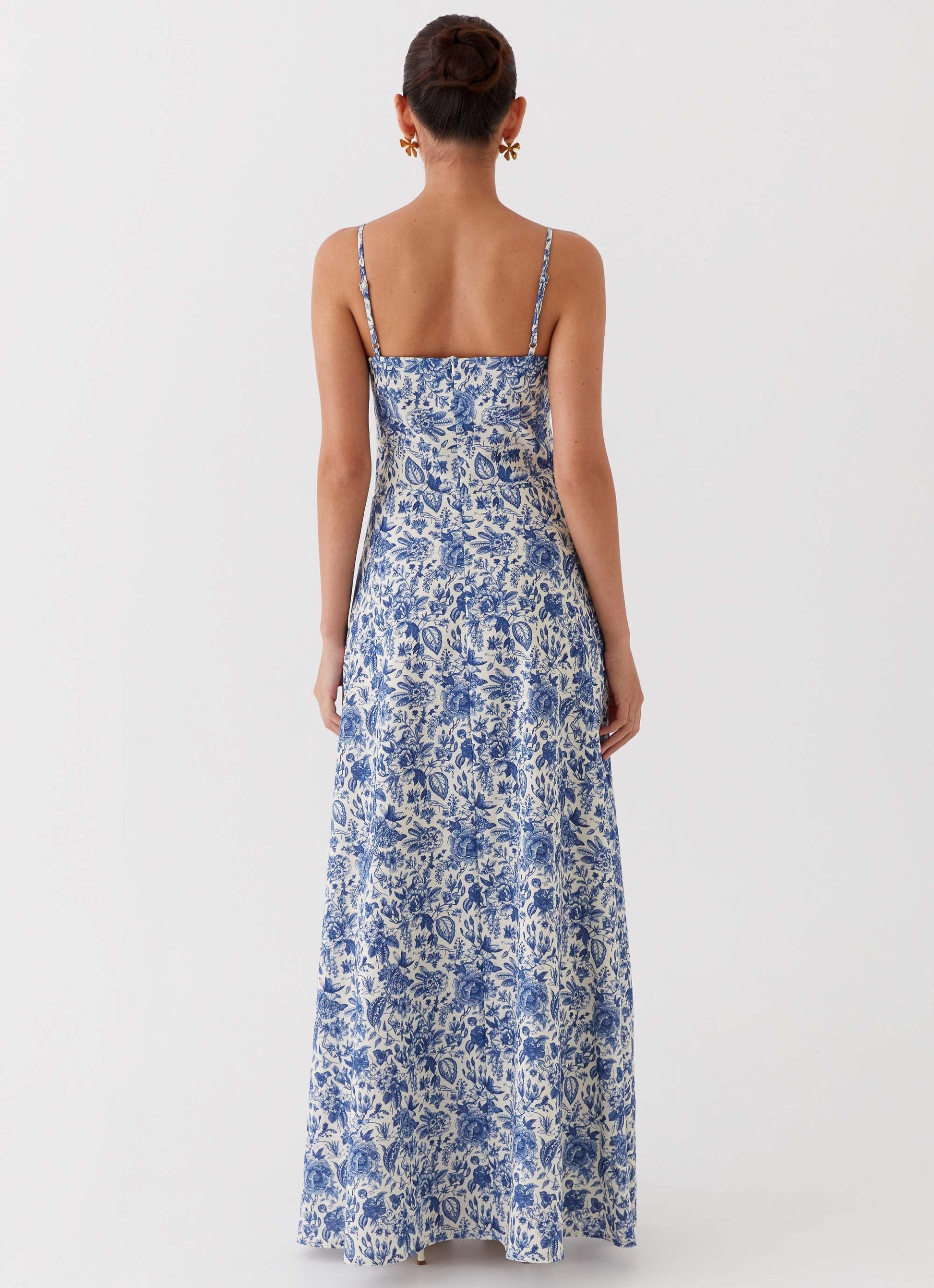 Blue Paisley Angelina Linen Maxi Dress