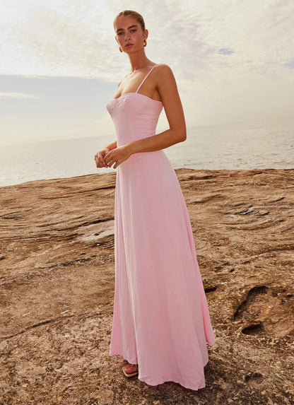 Pink Petal Angelina Linen Maxi Dress