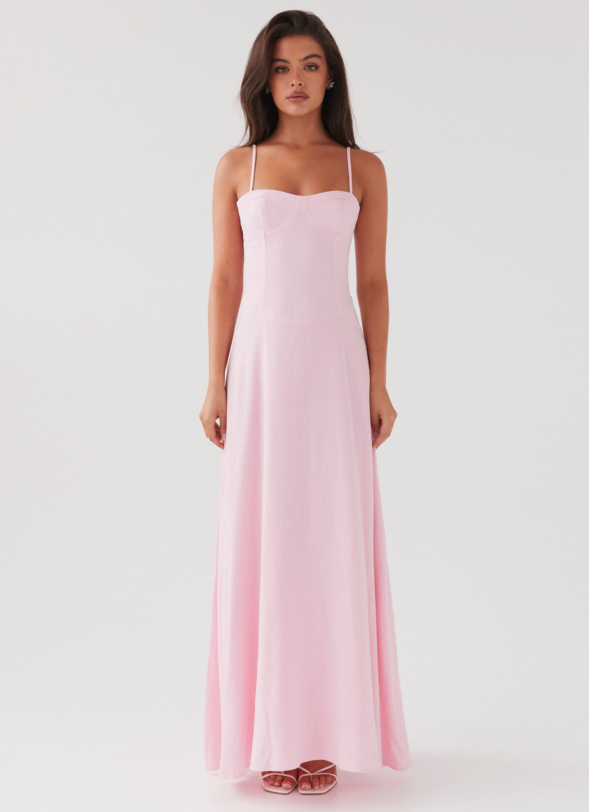Pink Petal Angelina Linen Maxi Dress