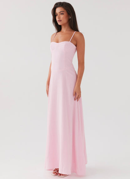 Pink Petal Angelina Linen Maxi Dress