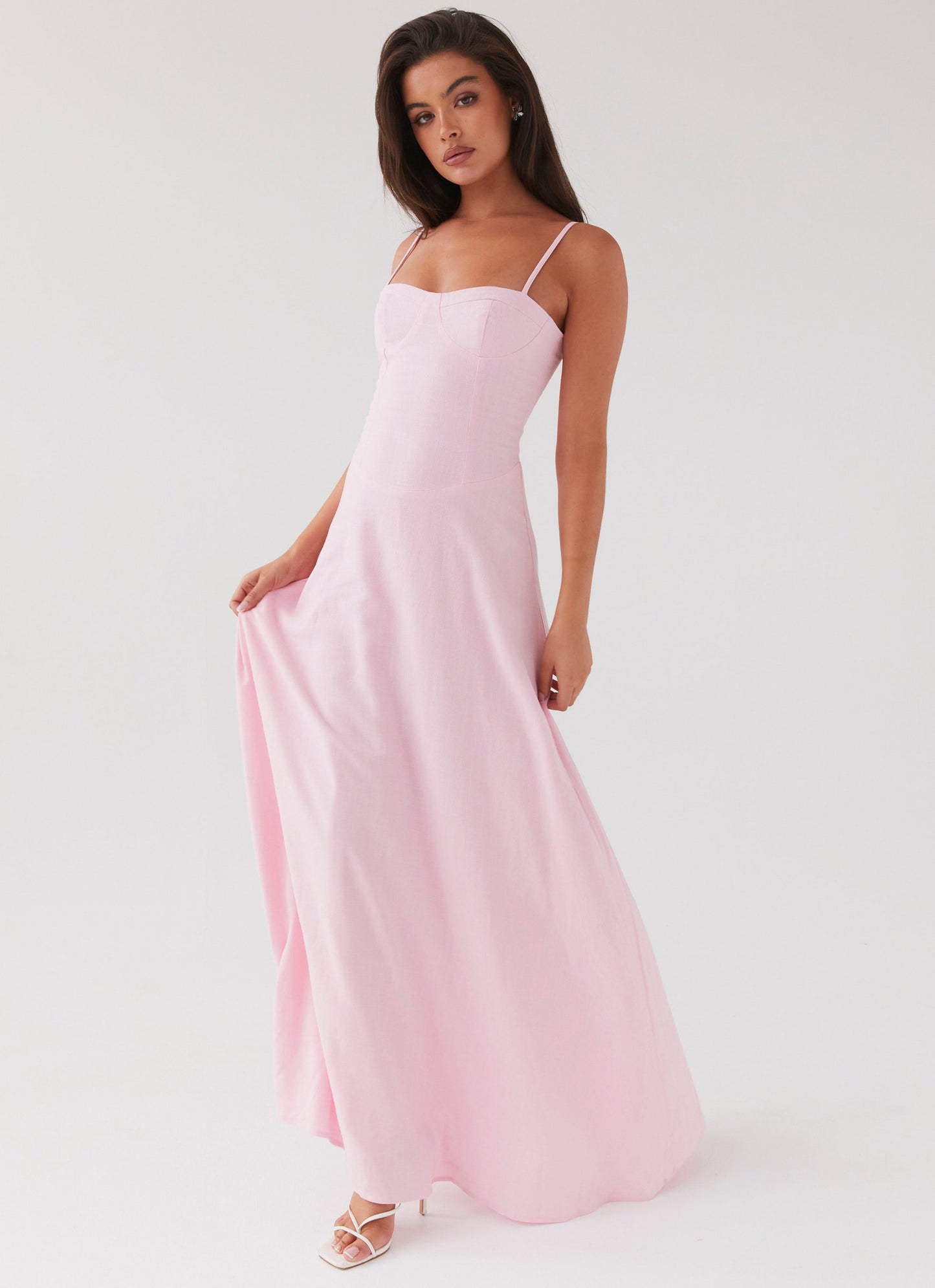 Pink Petal Angelina Linen Maxi Dress
