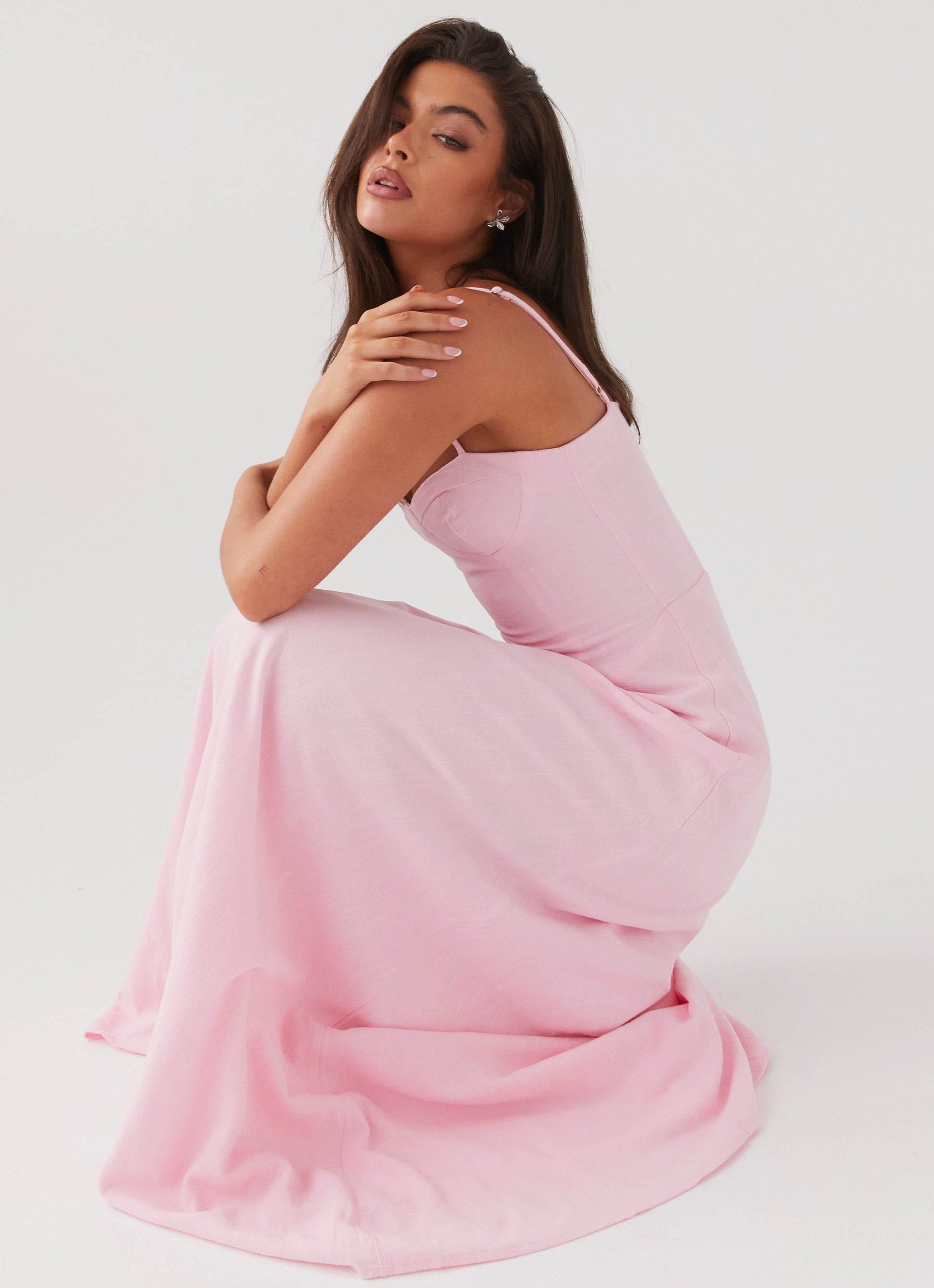 Pink Petal Angelina Linen Maxi Dress