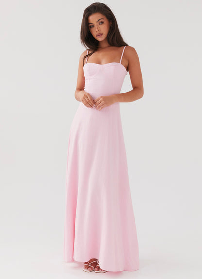 Pink Petal Angelina Linen Maxi Dress