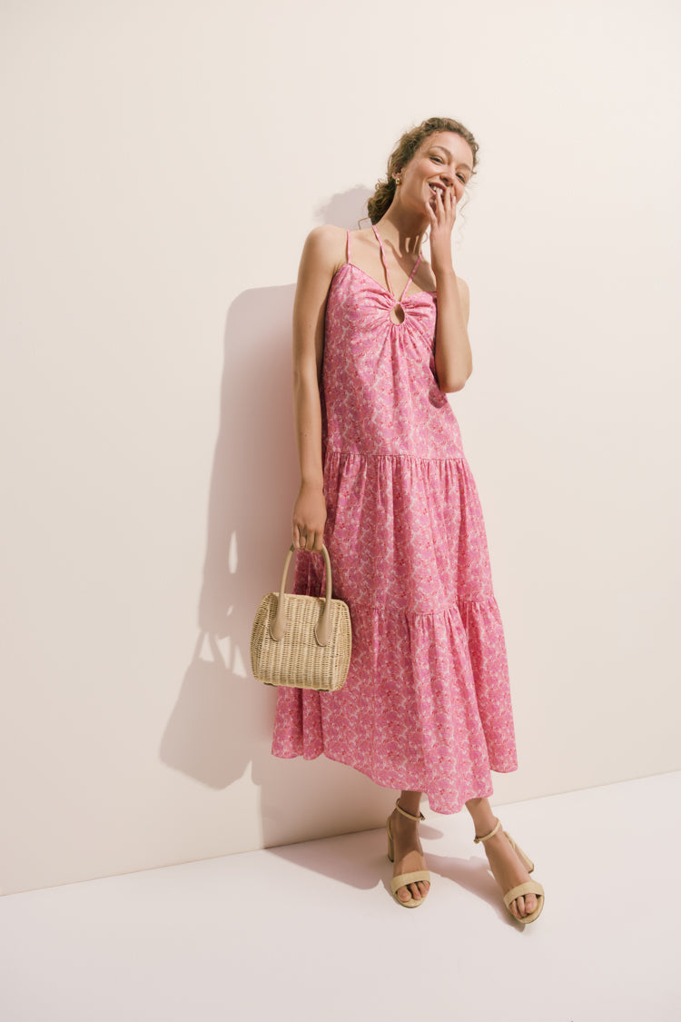 Pink Floral Lottie Floral Maxi Dress