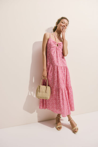 Pink Floral Lottie Floral Maxi Dress